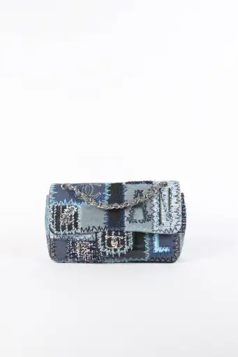 RARE 2010s Chanel Denim Patchwork Medium Flap Shoulder Bag