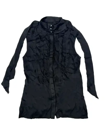 Chanel Black Satin Ruffle Tunic Top