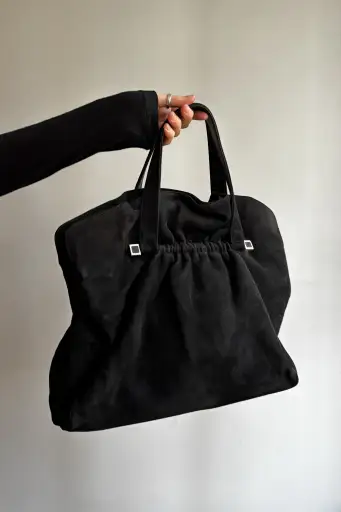 GIORGIO ARMANI GATHERED SUEDE TOTE BAG