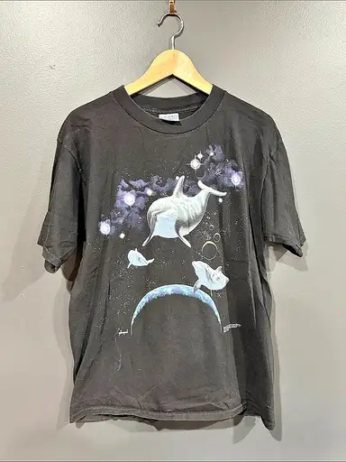Gildan Schim Schimmel Star Born Dolphins Vintage T-Shirt Tee Black & Blue Large