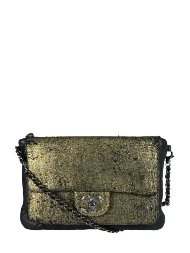 Chanel Black/Golden Quilted Lambskin Night Clutch On Chain Flap Bag 2012