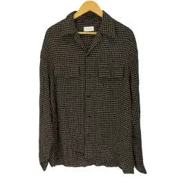 【中古】ルメール LEMAIRE レーヨン チェック オープンカラー シャツ メンズ EUR：50