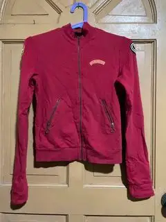 🍄  Fornarina ZIP UP Star & Mushroom Patchwork Red Cotton  Spandex Jacket  XS Sweater Boho Hippie Original Authentic Vintage Heart Stretchable Zipper Cardigan Jacket RARE From Italy  Hippy  Italian Rare vintage