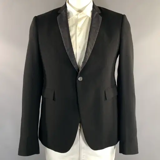 RICK OWENS FW2018 Chest Size 44 Black Wool Notch Lapel Sport Coat