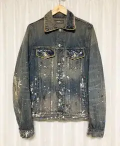 [AMIRI] MOTRK-ART ペンキ加工 インディゴデニムジャケット S