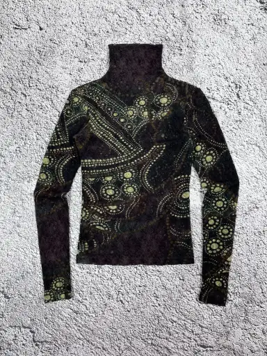 Vintage Y2K Plein Sud Jeans Mesh Lace Turtleneck Top
