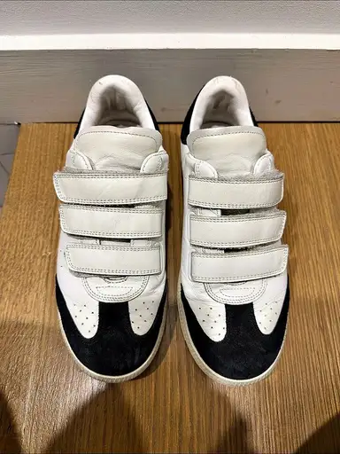 Isabel Marant Beth Leather Sneaker Color Block White & Black EU 36