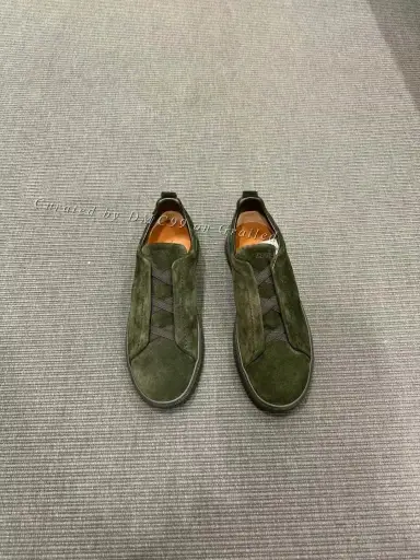 Zegna Triple Stitch Dark Green Sneakers