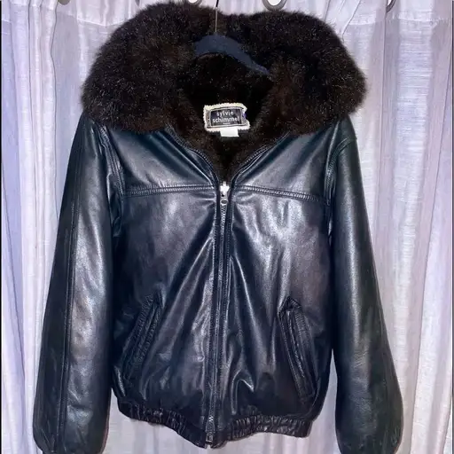 GORGEOUS Sylvie Schimmel Reversible Leather Shearling Bomber Coat