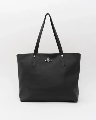 2000s VIVIENNE WESTWOOD Black Saffiano Leather Orb Tote
