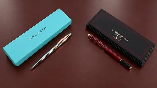 Tiffany & Co. e Valentino - Chrome Finish Arched Clip & Valentino Gold Trim (x2) - No reserve price - Pen set
