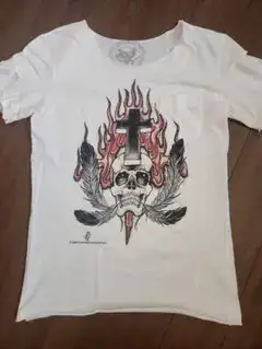 BACKBONE スカル柄 ポケットTシャツ ホワイト LARGE