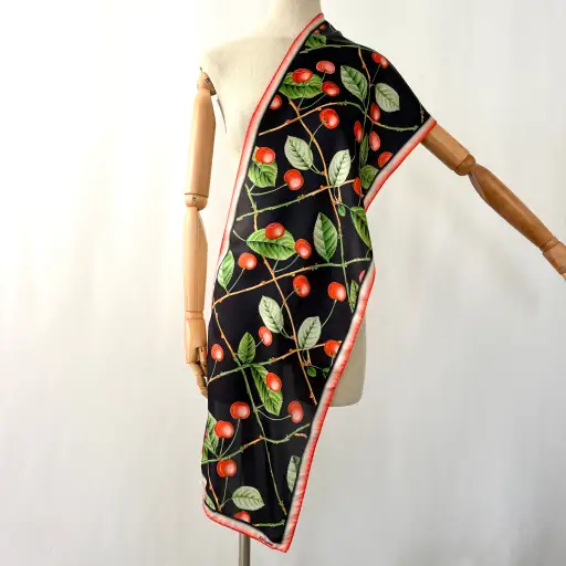 Rare Galliano F/W 2003 Cherry Print New Silk Scarf