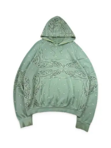 AW04 Raf Simons Waves Shipwreck Mint Green Paisley Hoodie