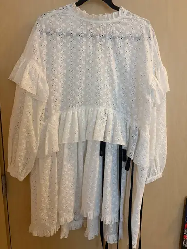 Sandy Liang White Eyelet Ruffle Rosemary Dress
