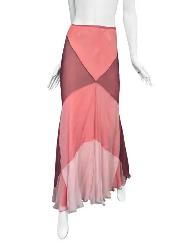 PLEIN SUD SUN SS1999 PINK SILK MAXI SKIRT
