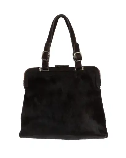 FW1997 Dark Brown Fur Frame Bag