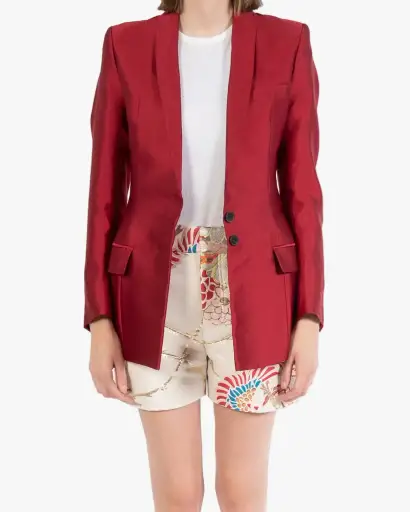 SS18 Hourglass Blazer in Red Silk