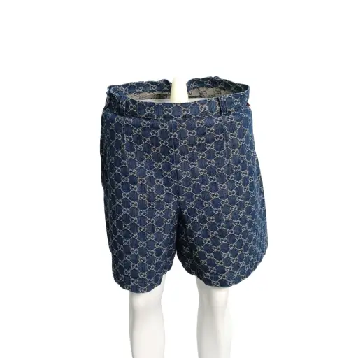 GUCCI Blue logo All-over Print shorts
