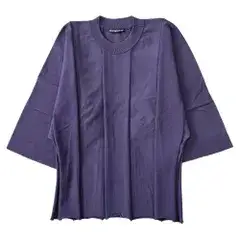 美品 ISSEY MIYAKE MEN イッセイミヤケ メン 19AW 切替 ドルマン ニット セーター カットソー オーバーサイズ サイズ3 紫 パープル メンズ 古着 中古 USED