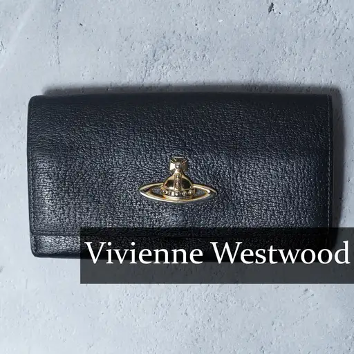 【Vivienne Westwood】ヴィヴィアンウエストウッド オーブロゴ レザーロングウォレット black