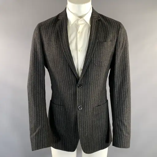 D&G by DOLCE & GABBANA Chest Size 38 Grey Dark Grey Pinstripe Sport Coat