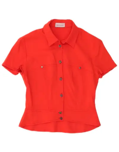Versace Classic Womens Short Sleeve Shirt Blouse IT 42 Medium Red Viscose