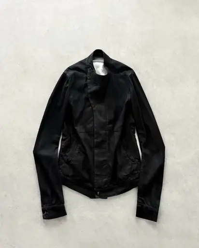 F/W2011  Rick Owens DRKSHDW  - black wax-overlay slave denim jacket