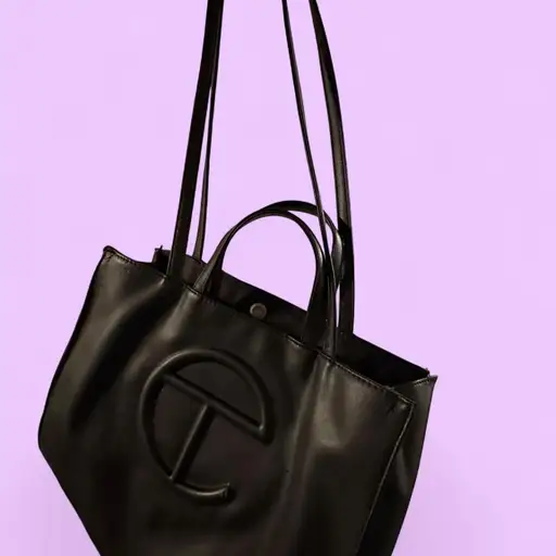 Black leather tote bag with logo #tote #leather