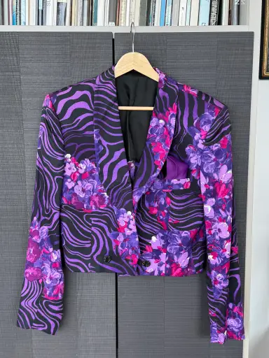 Vintage Gianni Versace 1980s Painted Blazer (w/ Silk Handkerchief)