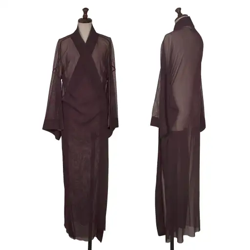 Power Net Kimono Long Cardigan in Purple Size 40