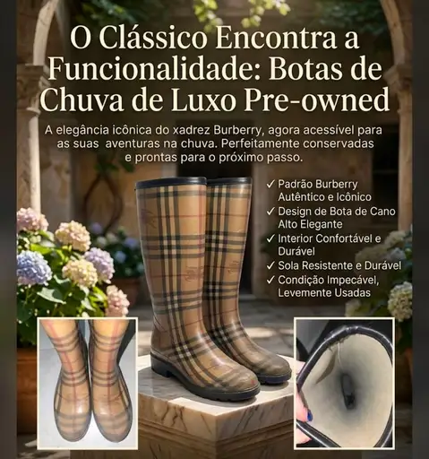 bota burberry galocha xadrez 37