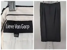 Lieve Van Gorp Vintage 90s Runway Goth Pink Black Twill Long Skirt Belgium 32"