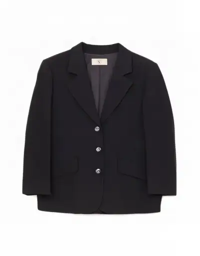 Valentino Womens 3 Button Blazer Jacket UK 16 Large Navy Blue Acetate