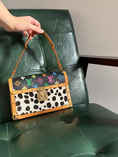 Rare! Louis Vuitton x Takashi Murakami Sac Rabat Monogram Dalmatian Pony Hair Bag