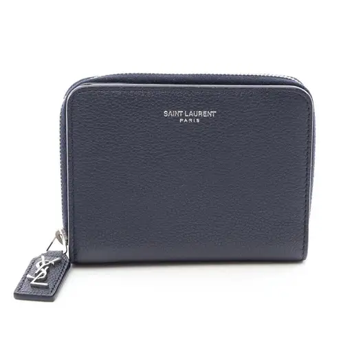 Saint Laurent Paris Rive Gauche Bifold Wallet Leather Navy Blue