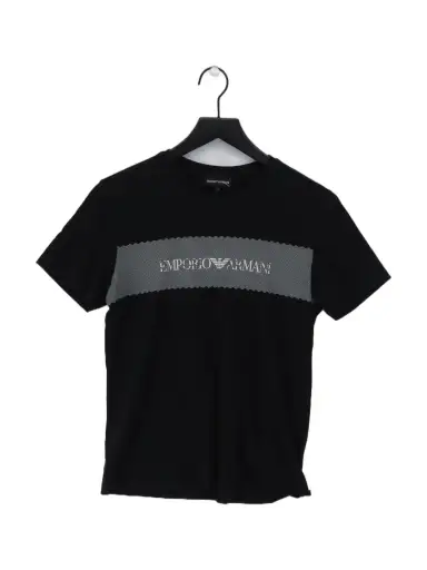Emporio Armani Men's T-Shirt S Black Graphic 100% Cotton Basic