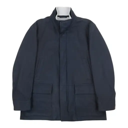 Loro Piana Navy Leather Field Jacket Size XL