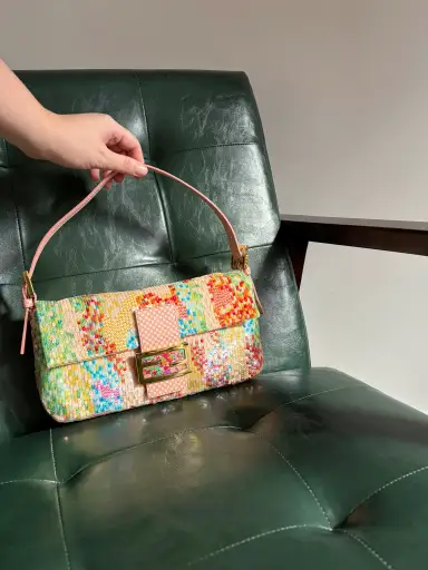 Ultra rare! Limited Edition vintage Fendi multicoloured sequin Splash Ball 'Confetti' baguette