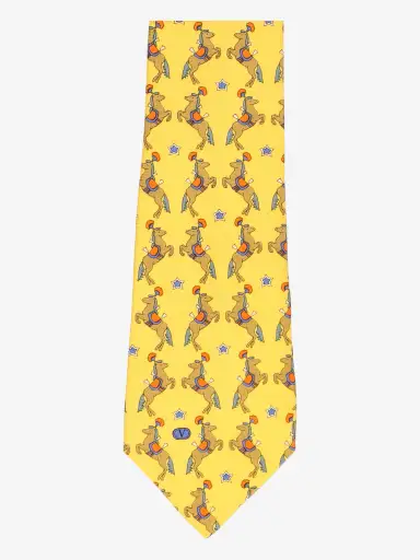 Valentino Yellow Tie with Horse and Star Motif