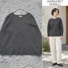 《美品》マーガレットハウエル カシミヤシルク混 クルーネックニット グレー
