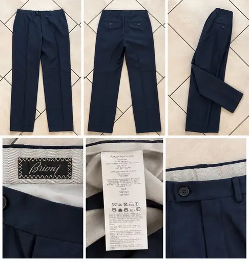 Brioni Trousers Men Navy Wool Size 56 R Classic Cut