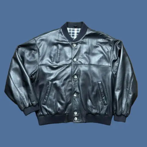 VINTAGE Luciano Barbera Jacket Leather Bomber Black Men’s Large 42 Italy