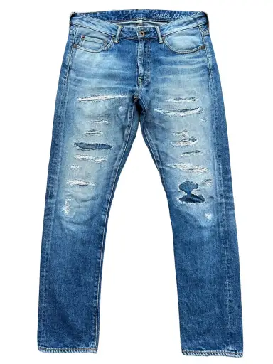 12oz Japan Blue Jeans Santa Monica Distressed Jeans