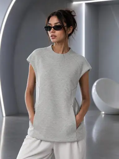 ZARA MODERN MINIMALIST STRUCTURED CAP SLEEVE TOP w/ POCKETS - S - NWT