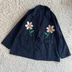 .efiLevol エフィレボル フラワー刺繍 ビッグジャケット ネイビー