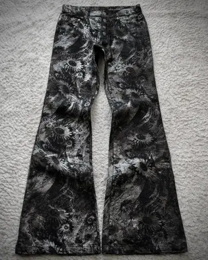 Tornado Mart Metallic Floral Flared Jeans