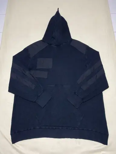 FW18 Julius Drapey Oversized Black Patchwork Thermal Hoodie