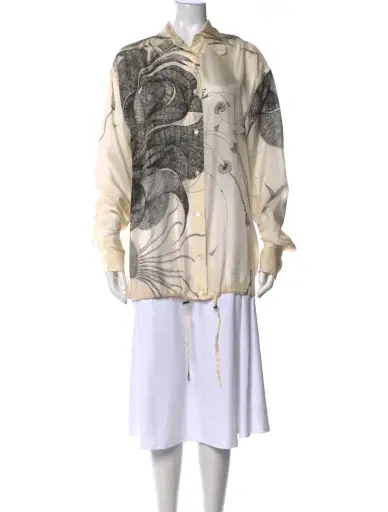 Silk Printed Button-Up Top
