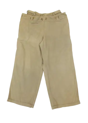 Y'S YOHJI YAMAMOTO (AS IS) 2022 Khaki Beige Cotton Layered Wide Leg Pants